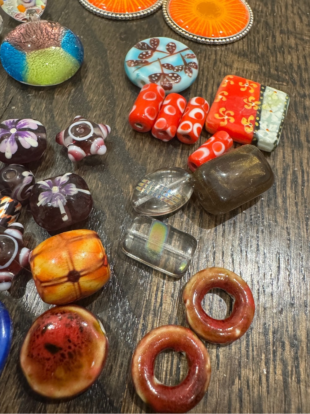 Mixed Artisan Glass Pendants Ceramic Beads Shells Craft Collection - Picture 5 of 12